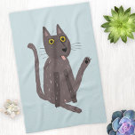 Funny Cat Humour Tea Towel<br><div class="desc">A funny cat washing. Or maybe he's just doing yoga? Kiss him at your own risk! Raise a smile from any animal lover.</div>