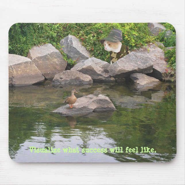 Funny Cat Hunting in Camo Mouse Mat (Front)