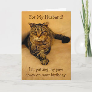 Funny Cat Husband Birthday Card