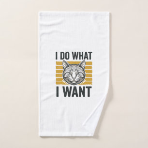 Funny Cat I Do What I Want Vintage Engraving Shirt Hand Towel