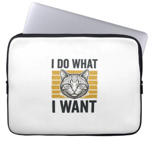 Funny Cat I Do What I Want Vintage Engraving Shirt Laptop Sleeve