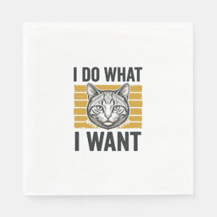 Funny Cat I Do What I Want Vintage Engraving Shirt Napkin
