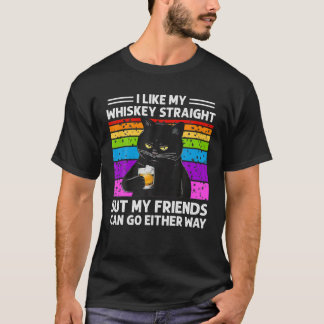 Funny Cat I Like My Whiskey Straight LGBTQ Pride T-Shirt