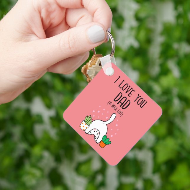 Funny Cat I Love You Dad A Hole Lot Key Ring (Hand)