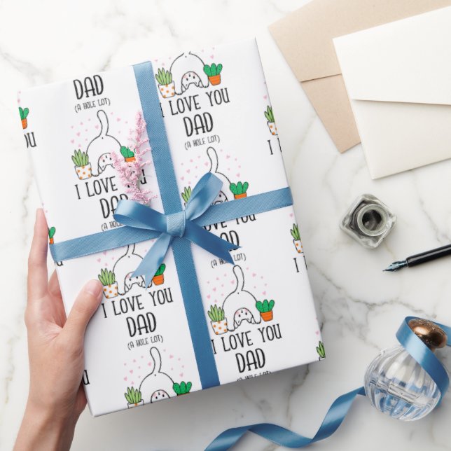 Funny Cat I Love You Dad A Hole Lot Wrapping Paper (Gifting)