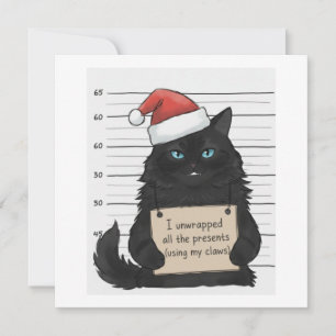 Funny Cat I unwrapped all the presents Holiday Card