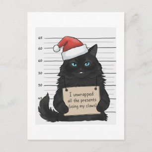 Funny Cat I unwrapped all the presents Postcard