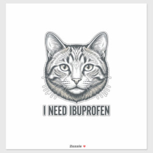 Funny Cat Ibuprofen Vintage Engraving Design_1