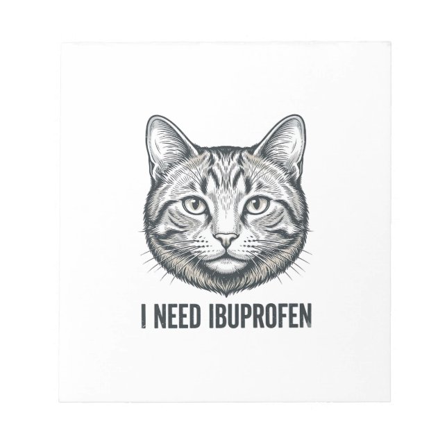 Funny Cat Ibuprofen Vintage Engraving Design_1 Notepad (Front)