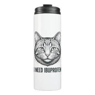 Funny Cat Ibuprofen Vintage Engraving Design_1 Thermal Tumbler