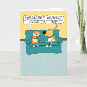 Funny Cat Ignoring Dog Birthday Card