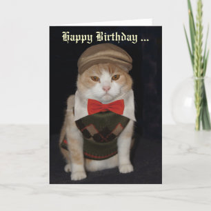 Funny Cat in Argyle Sweater Customisable Card