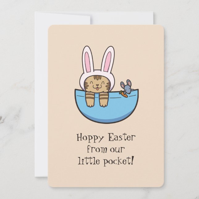 Funny Cat in Bunny Costume Easter Holiday Card (Front)