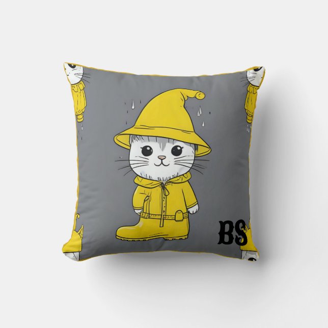 Funny Cat in Rain Boots – cat Humour Cushion (Front)