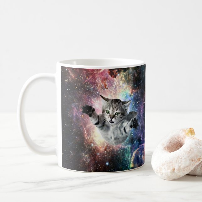 Funny cat in space  coffee mug (With Donut)