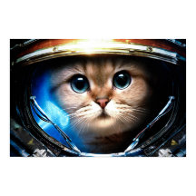 Funny Cat in Space Helmet Poster