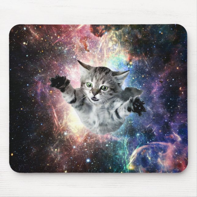Funny cat in space mouse mat (Front)