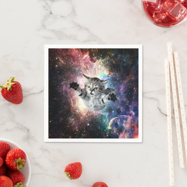 Funny cat in space  napkin (Insitu)