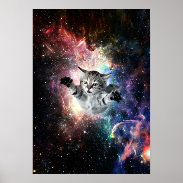 Funny cat in space poster (Front)