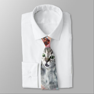 Funny cat in space tie