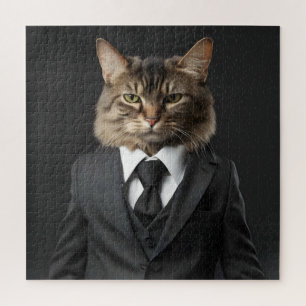 Funny cat in suit jigsaw puzzle