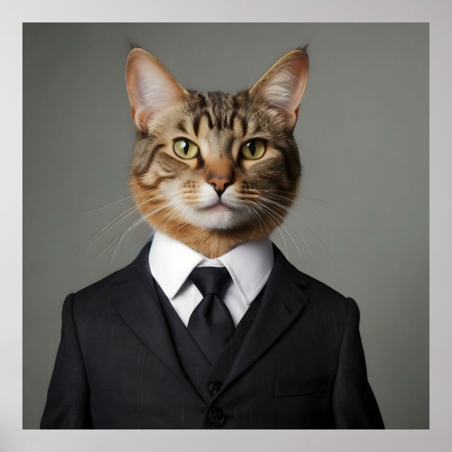 Funny cat in suit poster (Front)