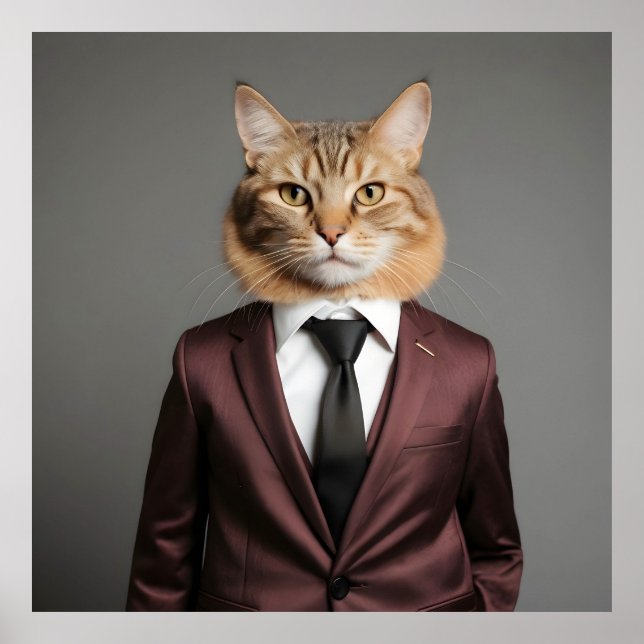 Funny cat in suit poster (Front)