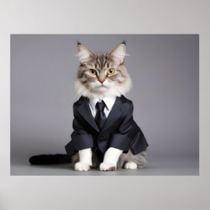 Funny cat in suit poster