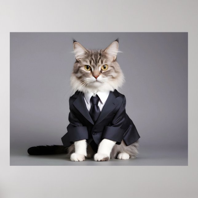 Funny cat in suit poster (Front)