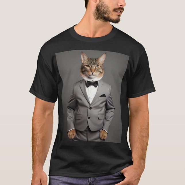 Funny cat in suit T-Shirt (Front)