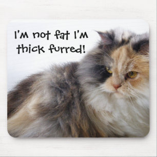 Funny Cat is Not Fat! Thick Furred Mouse Mat
