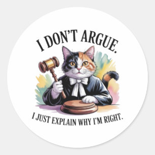 Funny Cat Judge Sticker - Lawyer Legal Humour Deca