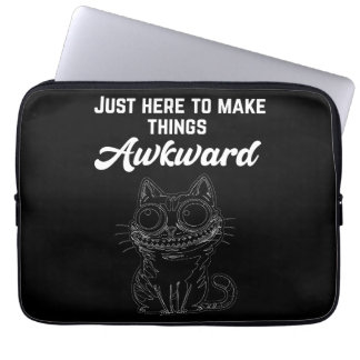 Funny Cat - Just Here to Make Things Awkward Laptop Sleeve