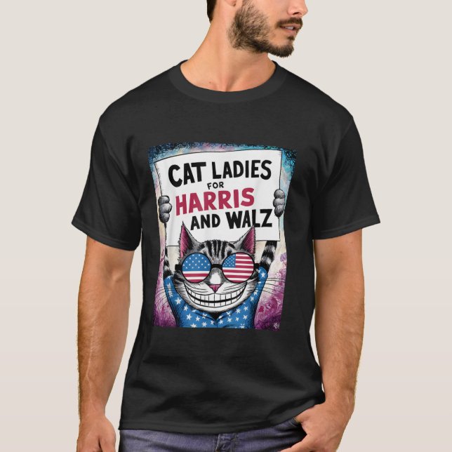 Funny Cat Kamala Harris Tim Walz Harris Waltz 2024 T-Shirt (Front)