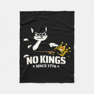 Funny Cat Kings Since 1776 Crown Patriotic Humour Fleece Blanket