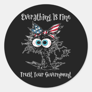 Funny Cat Kitten Everything is Fine Trust Classic Round Sticker