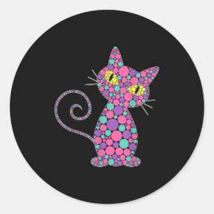 Funny Cat Kitten Lovers Polka Dot Happy Dot Day Gi Classic Round Sticker