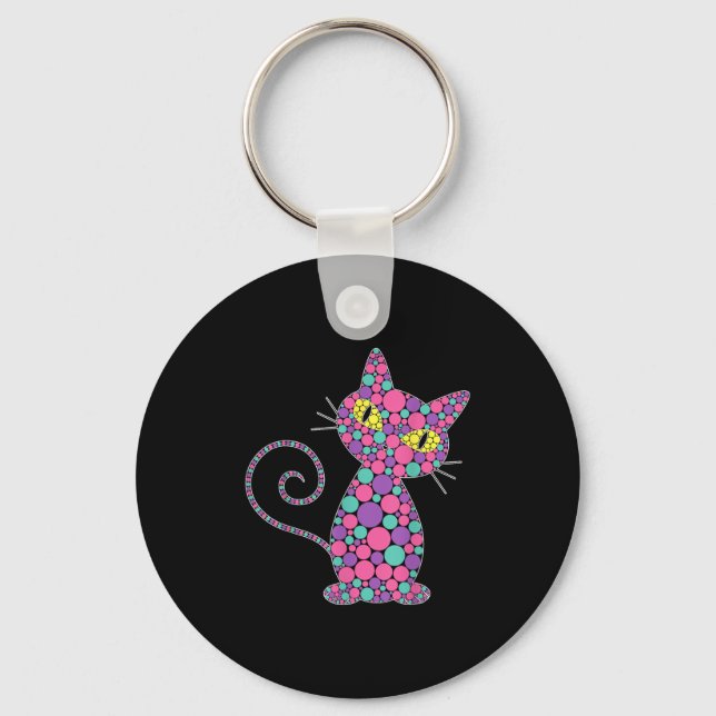 Funny Cat Kitten Lovers Polka Dot Happy Dot Day Gi Key Ring (Front)