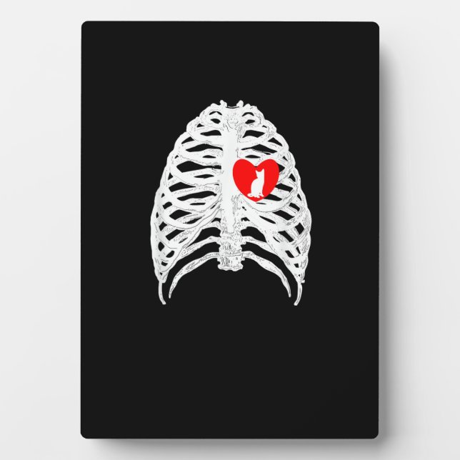 Funny Cat Kitten Skeleton Halloween Costume Gift Plaque (Front)