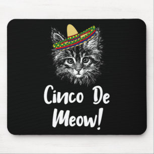 Funny Cat Kitty Meow Cinco De Mayo T Shirt For Cat Mouse Mat