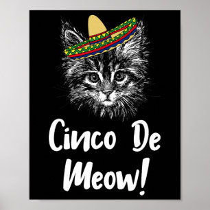 Funny Cat Kitty Meow Cinco De Mayo T Shirt For Cat Poster