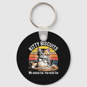 Funny Cat Kneading Dough Retro Kitty Biscuits Desi Key Ring