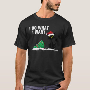 Funny Cat Knocking Over Christmas Tree T-Shirt