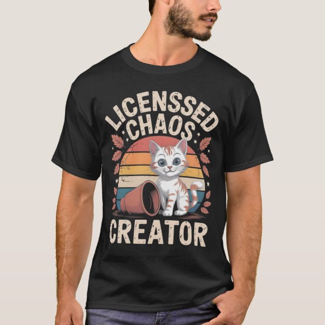 Funny Cat Knocking Stuff Over T-Shirt (Front)