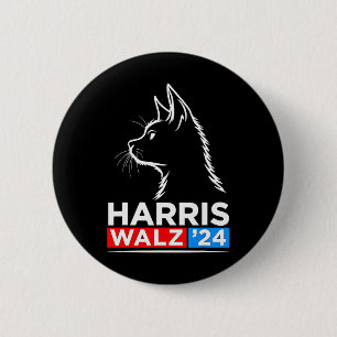 Funny Cat Lady Kamala Harris Waltz 2024 Election  6 Cm Round Badge