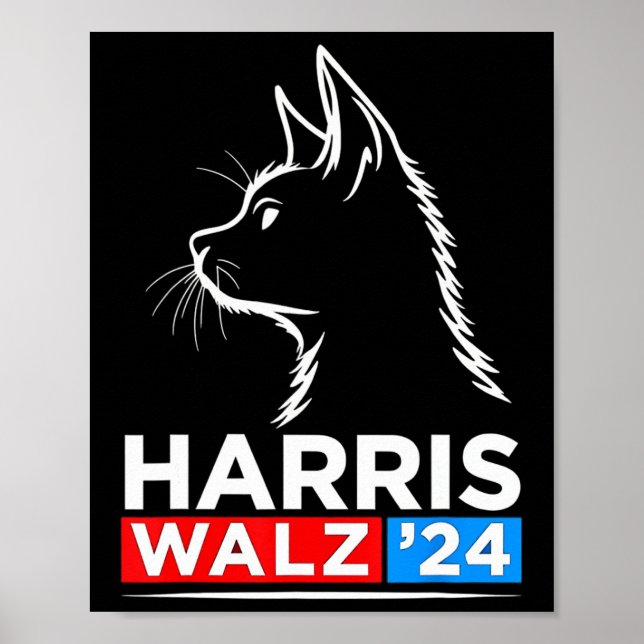 Funny Cat Lady Kamala Harris Waltz 2024 Election  Poster (Front)