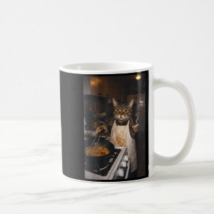 Funny cat lady meme cooking cat vintage cat smokin coffee mug