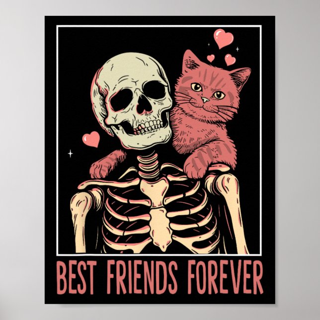 Funny Cat Lady Tarot Card Skeleton Kitten Lover Ca Poster (Front)