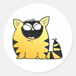 Funny cat laugh classic round sticker