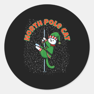 Funny Cat Le Dance Elf Costume Christmas Holiday C Classic Round Sticker